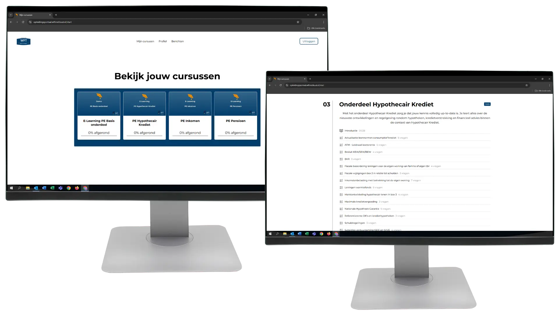Voorbeeld van een WFT oefenexamen in de online leeromgeving